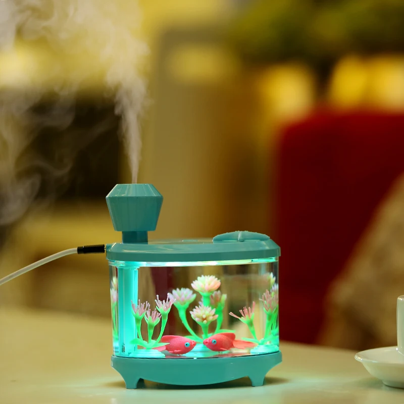 GXZ 460ml Fish Tank USB Humidifier LED Light Ultrasonic Humidifier Mist Maker Fogger Mini