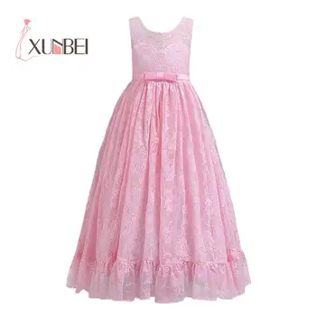 Princess Lace Flower Girl Dresses 2020 Princess Girls Pageant Dresses Children Wedding Cocktail Prom Party Gown For Women New new red champagne flower girl dresses long sleeves lace satin mother daughter dresses for children christmas party prom gown