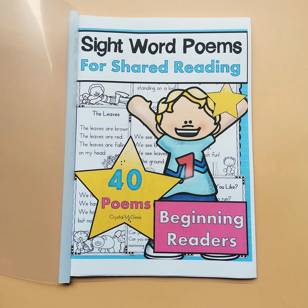 

Montessori Materials Learn English Educational Toy English Books for Children Sight Word Poems English Paper Homework Game Books