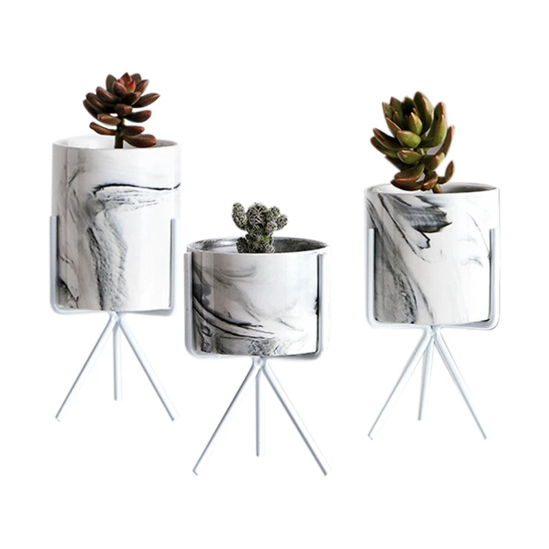 

Nordic Minimalism Style Marble Pattern Golden Ceramics Iron Art Vase Tabletop Flower Pot Home Wedding Living Room Decoration