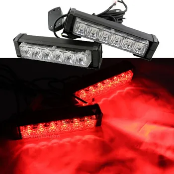 

CYAN SOIL BAY 2x 6 LED Car Emergency Beacon Grille Strobe Hazard Warning LED Light Bar Red