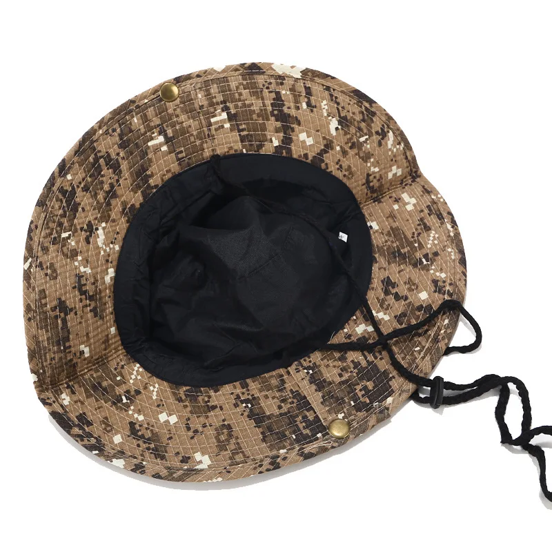 Для мужчин Для женщин спортивный Boonie стираного хлопкового твила Подбородочный ремешок военный, камуфляж, охота шляпа путешествия солнце