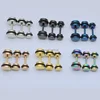 4 5 6MM Diameter titanium steel Black rubber circle dumbbell Men Punk Screw Back (pierced) stud Earrings ► Photo 3/6