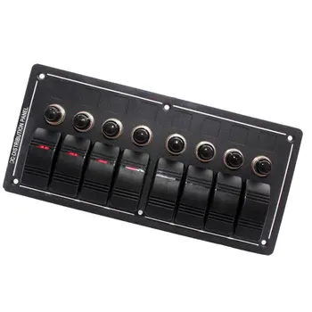 

8 Gang LED Boat Rocker Switch Panel Aluminum Waterproof 12V Circuit Breaker For Boat/Marine/RV Car Styling