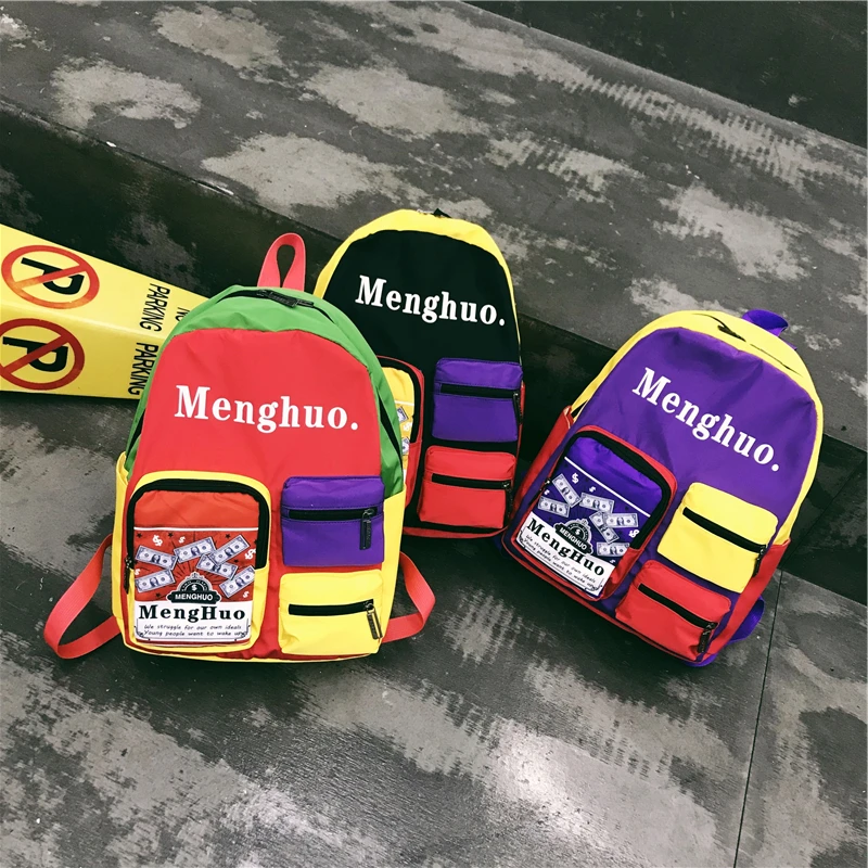 Menghuo Women Backpacks School Women Daypack Panelled Shoulder Bags College Backpacks for Girls Bookbag School Backpacks Female (84)