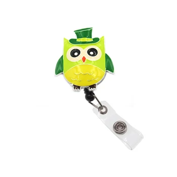 

handmade enamel cartoon hat owl bird animal yoyo id badge holder retractable reel