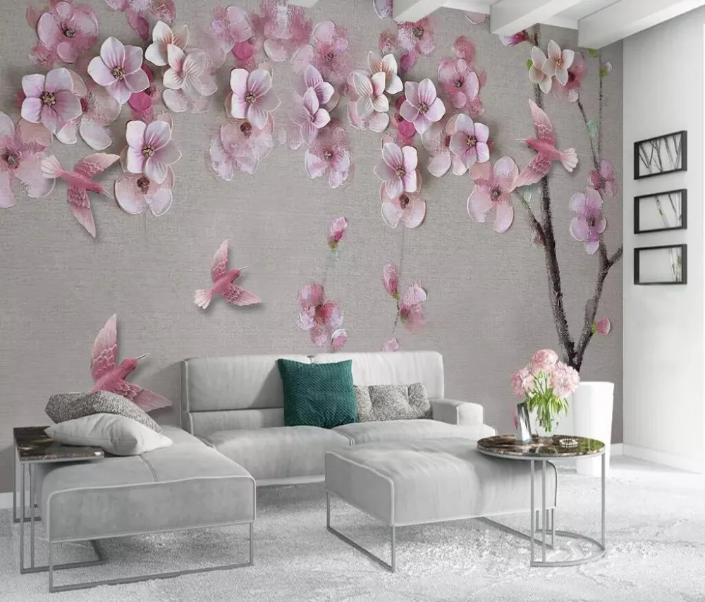 Персиковый Цветок Стерео ТВ фон стены профессиональное производство Фреска завод, обои настенные плакаты фото стены