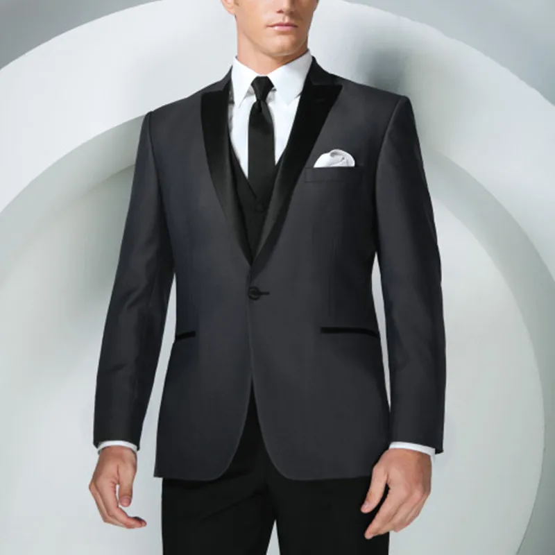 New High Quality Men suit Tuxedos Peaked Lapel One Button Men Suits For