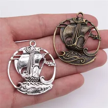 WYSIWYG 4 pièces 43x39mm pendentif Pirate voilier Pirate voilier breloque pendentifs Antique argent couleur voilier pendentifs
