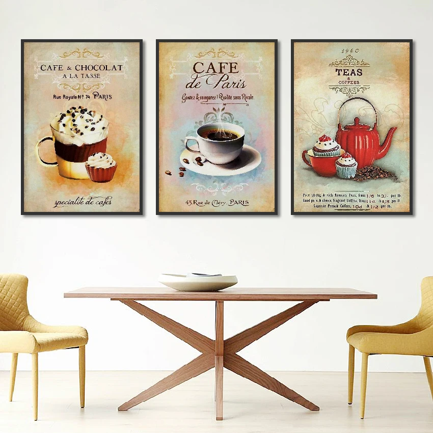 

Nordic Poster Vintage Modern Minimalist Coffee Dessert Canvas painting Abstract Home Decoration Kitchen Wall Pictures No Frame