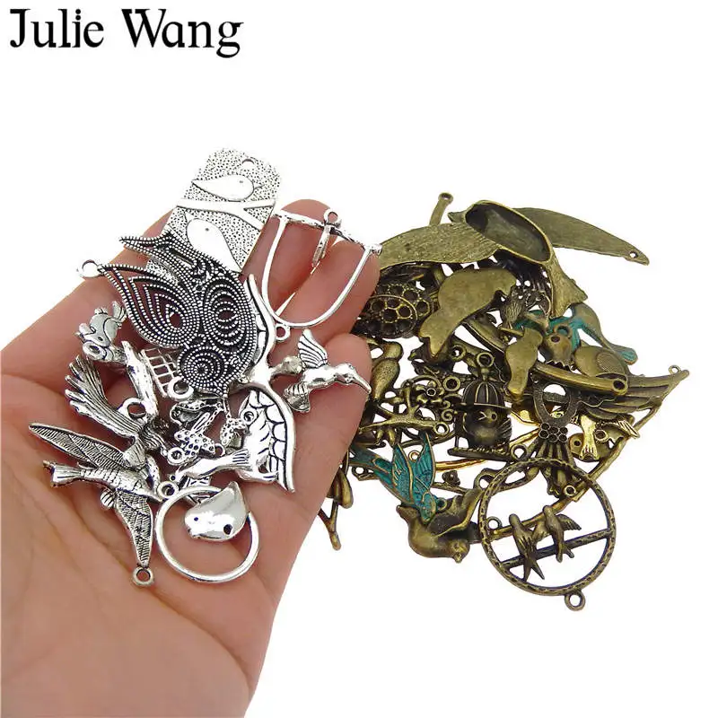 Julie Wang 10 шт. случайно смешанные Подвески в виде птиц Сова Орел Ласточка цвета под
