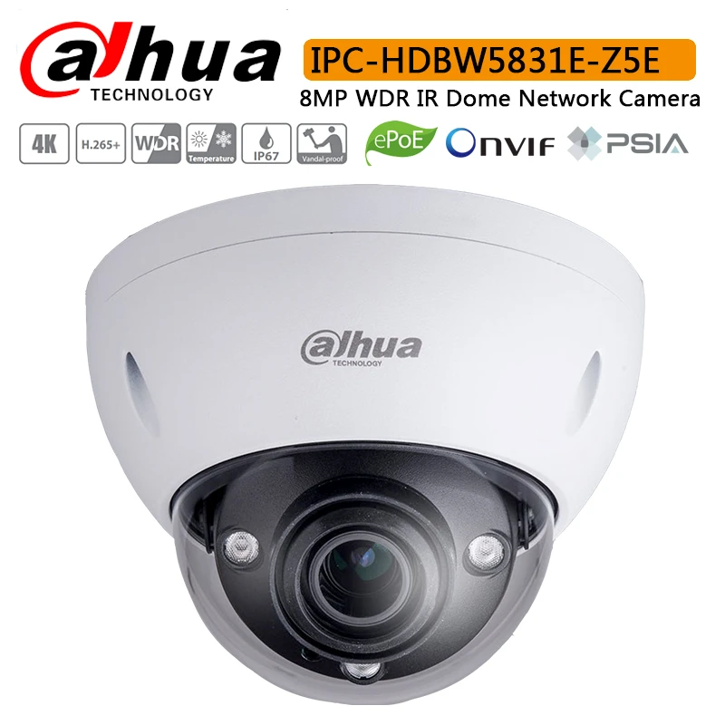 Original Dahua IPC HDBW5831E Z5E 8MP WDR IR Dome Network Camera with
