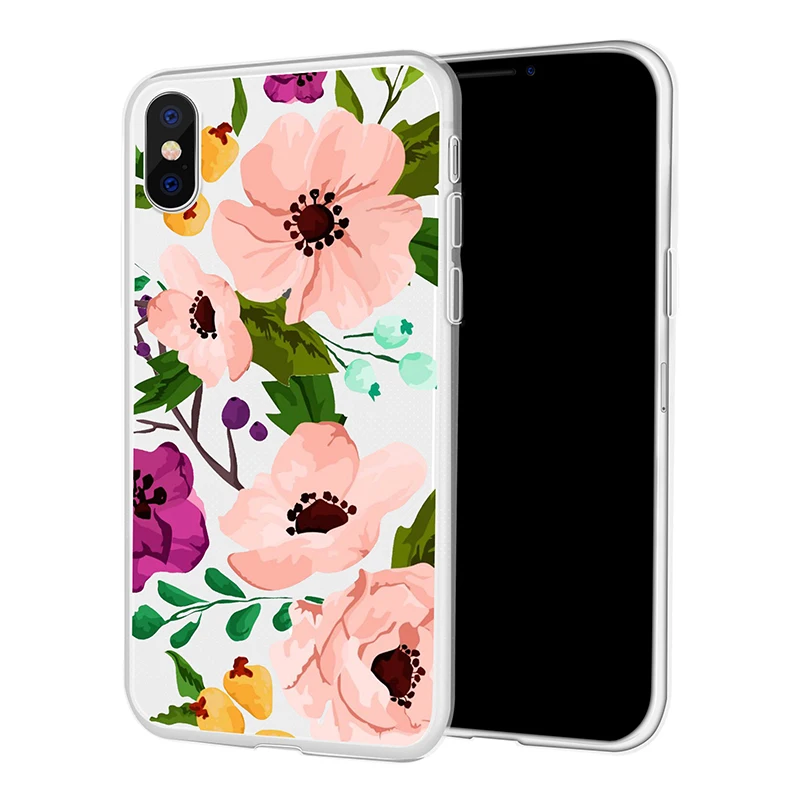 Милый мультяшный цветочный чехол для телефона iPhone XR 7 8 Plus 6 6S X XS MAX 5 мягкий