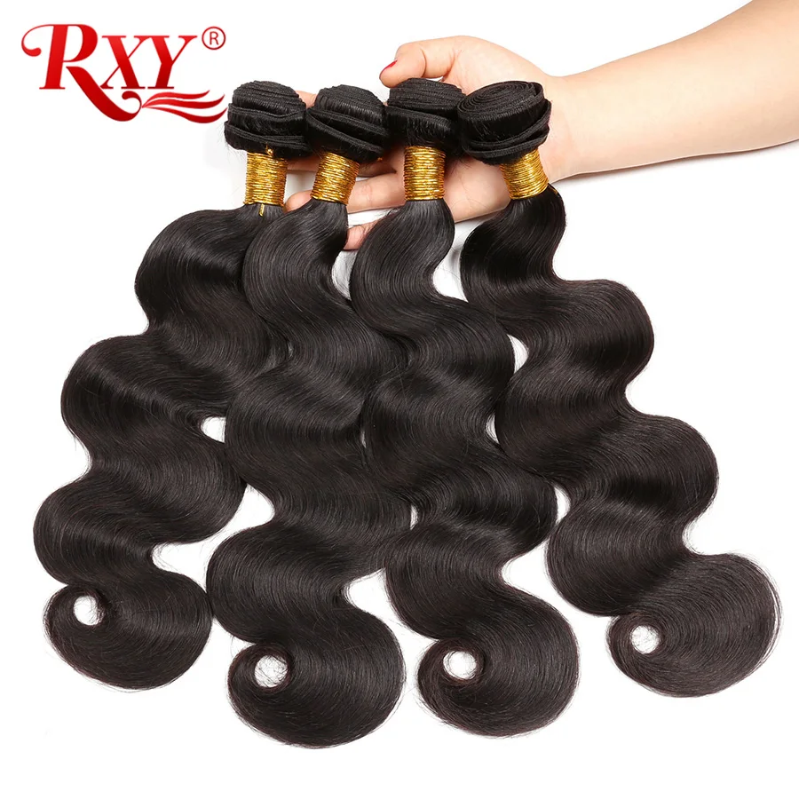 RXY Remy Hair 3 Bundles Brazilian Body Wave Human Hair Weave Bundles With Frontal Closure 360 Lace Frontal With Bundle 4 PcsLot (2)