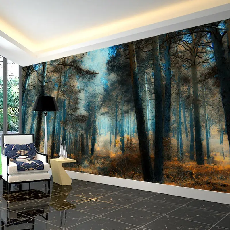 

Home Decor Wall Papers Birch Forest Landscape Photo Wallpaper Mural 3D Living Room Bedroom Self Adhesive Vinyl / Silk Wallpapers