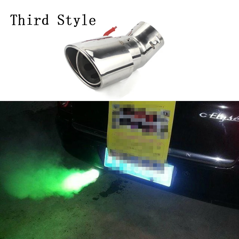 Универсальный автомобильный распылитель, светильник, хвост, горло, выхлопные светодиоды, модифицированный пламенный модулятор, Стайлинг, spitfire, трубы, глушитель, 4 цвета - Цвет: Green Third Style