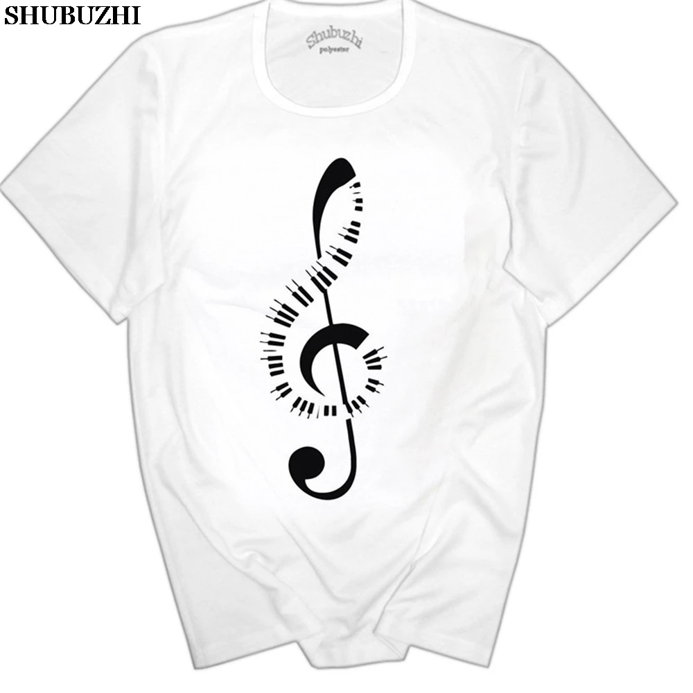 

New Design T Shirt Men Brand Clothing Fashion Piano Keyboard Amp Treble Clef Music Note T-Shirt Male Quality Tees euro size