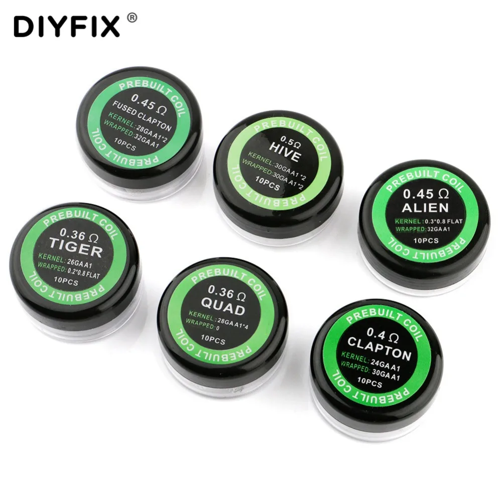 10 шт./лот A1 готовая катушка Tiger QUAD HIVE Fused Alien Clapton проволока нагревательного