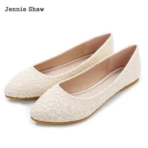 Women Flats Shoes Autumn Bride Red White Large Size Pointed