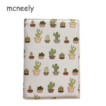

Mcneely Light Green cactus plants PU Leather Passport Cover Unisex Travel Passport Case Postcards Paspoort Cover Porta Pasaporte