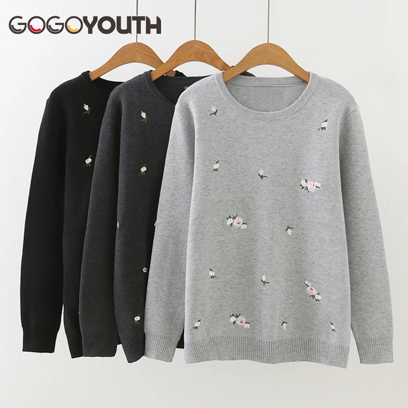 

Surmiitro 2018 Autumn Sweater Women Embroidery Knitted Winter Women Sweater And Pullover Female Tricot Jersey Jumper Pull Femme