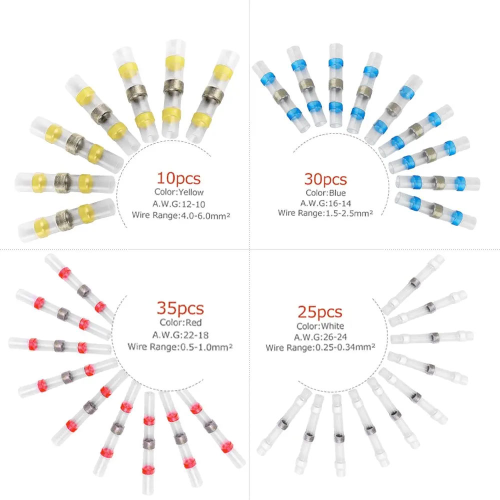 100 шт. припой уплотнение провода разъем термоусадочный стыковой электрические клеммы изолированные морской водонепроницаемый терминал с чехлом - Цвет: 100pcs