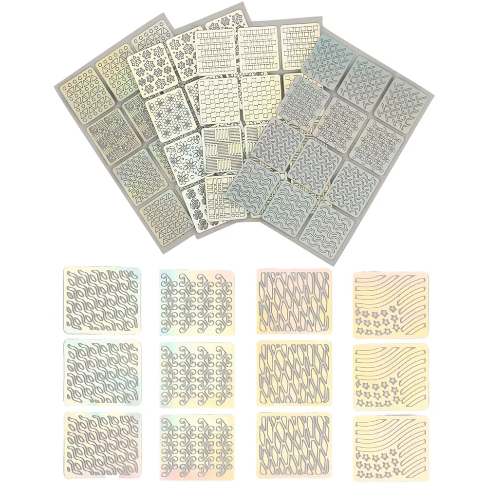 

4 Sheet DIY 3D Heart/Star/Fish Pattern Tip Decals Nail Art Laser Hollow Stickers Nail Vinyls Image Transfer Guide Stencil Tool