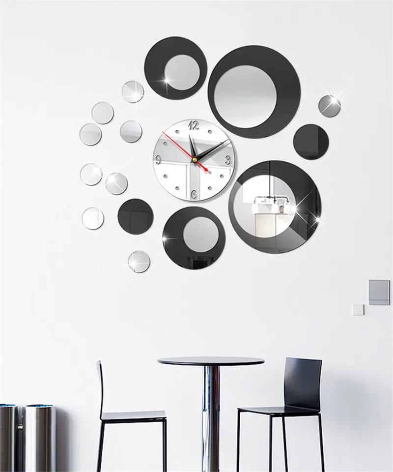 3D new large Modern Home DIY Wall Clock Mirror Circle Clock for Living Room Bedroom Decoration silent self adhesive sticker klok (1)
