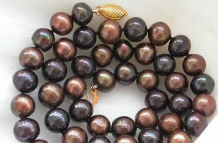 

bjc 0002983 elegant 9-10mm south sea chocolate black pearl necklace (C0309)
