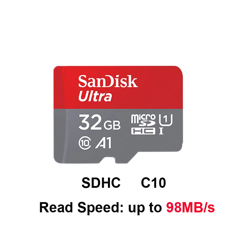 Двойной Флеш-накопитель SanDisk Micro SD карта, 16 ГБ, 32 ГБ, 64 ГБ, 128 ГБ, карта памяти, Макс 98 МБ/с. C10 U1 A1 флеш-карта памяти Micro SD для телефона компьютера SDXC карты памяти SDHC - Емкость: 32GB