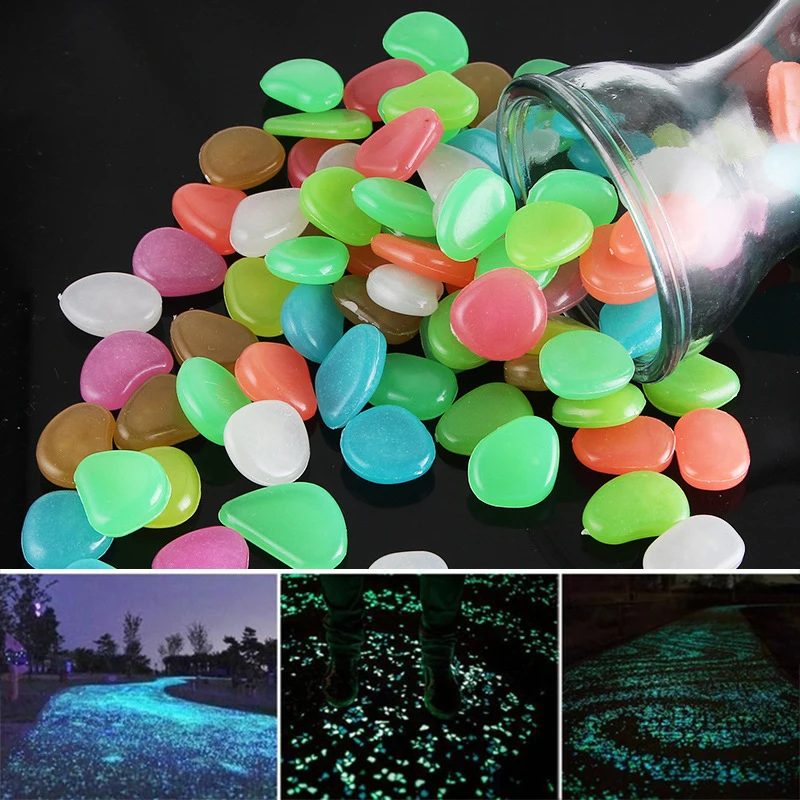 

100 Pcs Glow In The Garden Pebbles Glow Stones Rocks for Walkways Garden Path Patio Lawn Yard Decor Luminous Stones Drop Ship