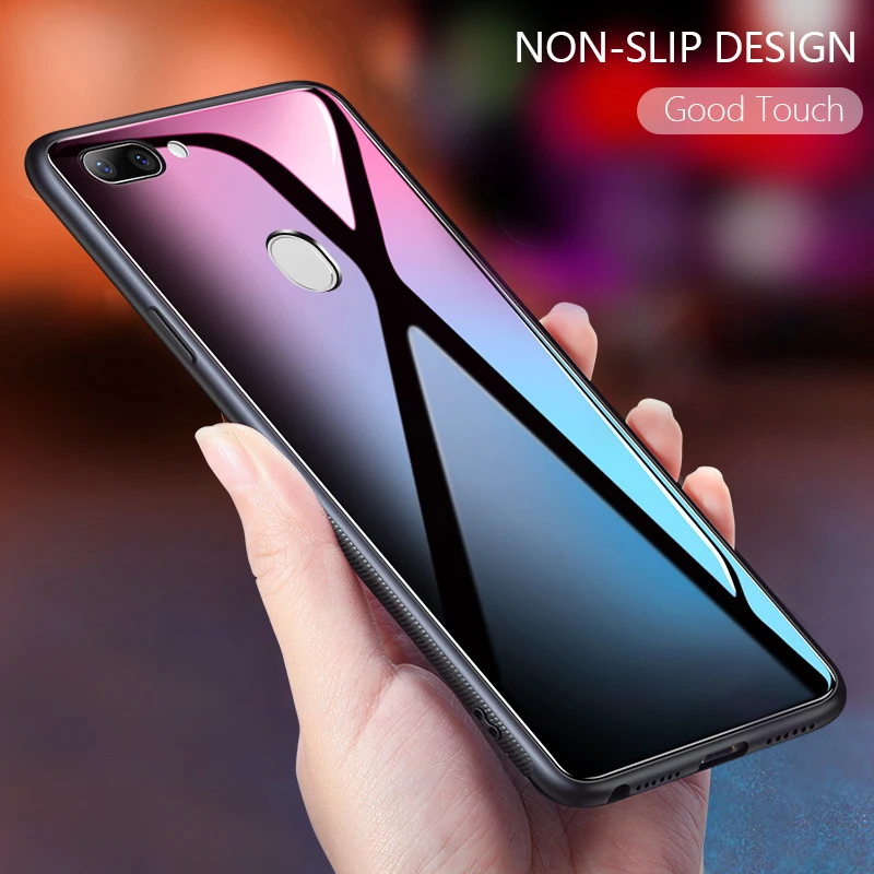 CHYI чехол для oppo f7 стеклянный корпус R15 задняя крышка роскошный защитный розовый