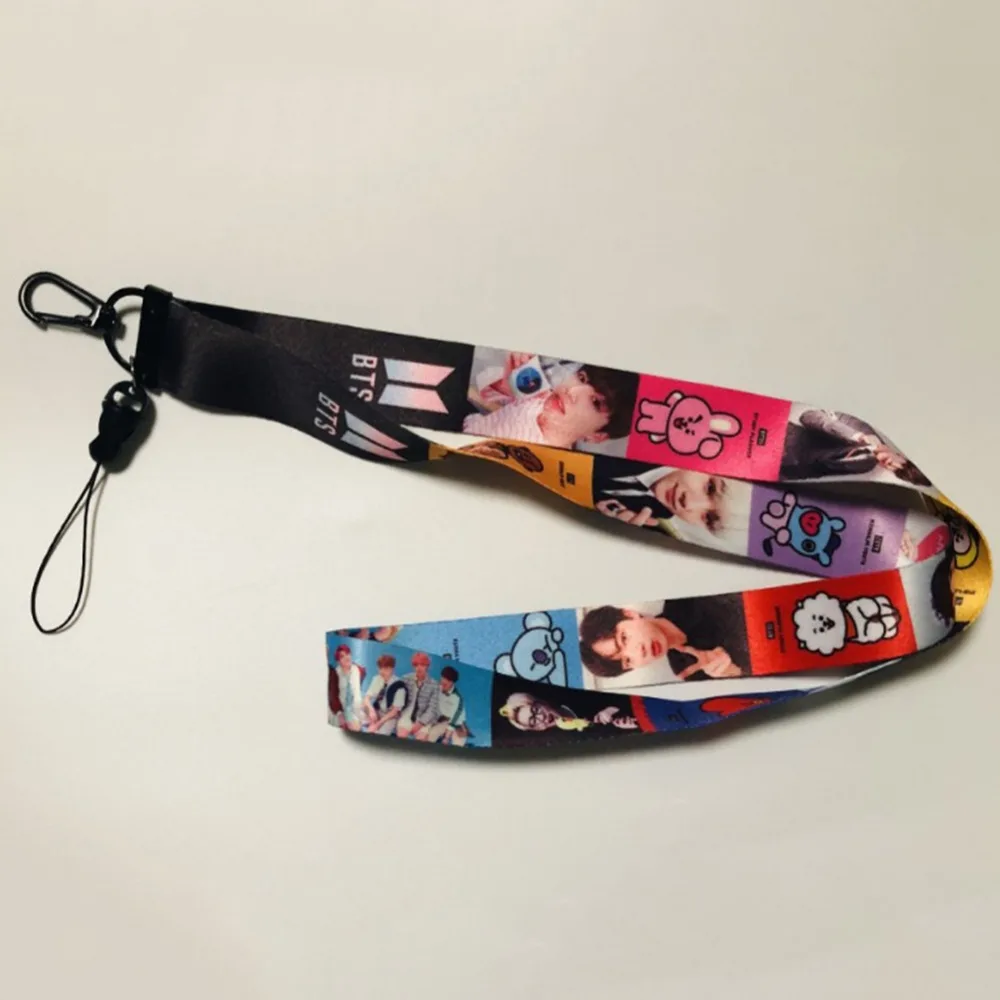 1 Pc Boys Lanyard Keychain Phone Strap Key Chain BTS Long Rope Keyring