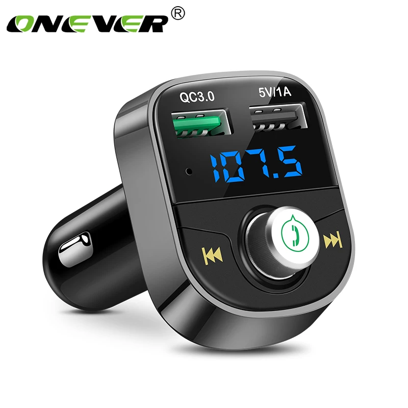 

Onever Bluetooth FM Transmitter Quick Charger 3.0 Car MP3 Audio Music Player Dual USB Radio Modulator Car Kit HandsFree FLAC/APE