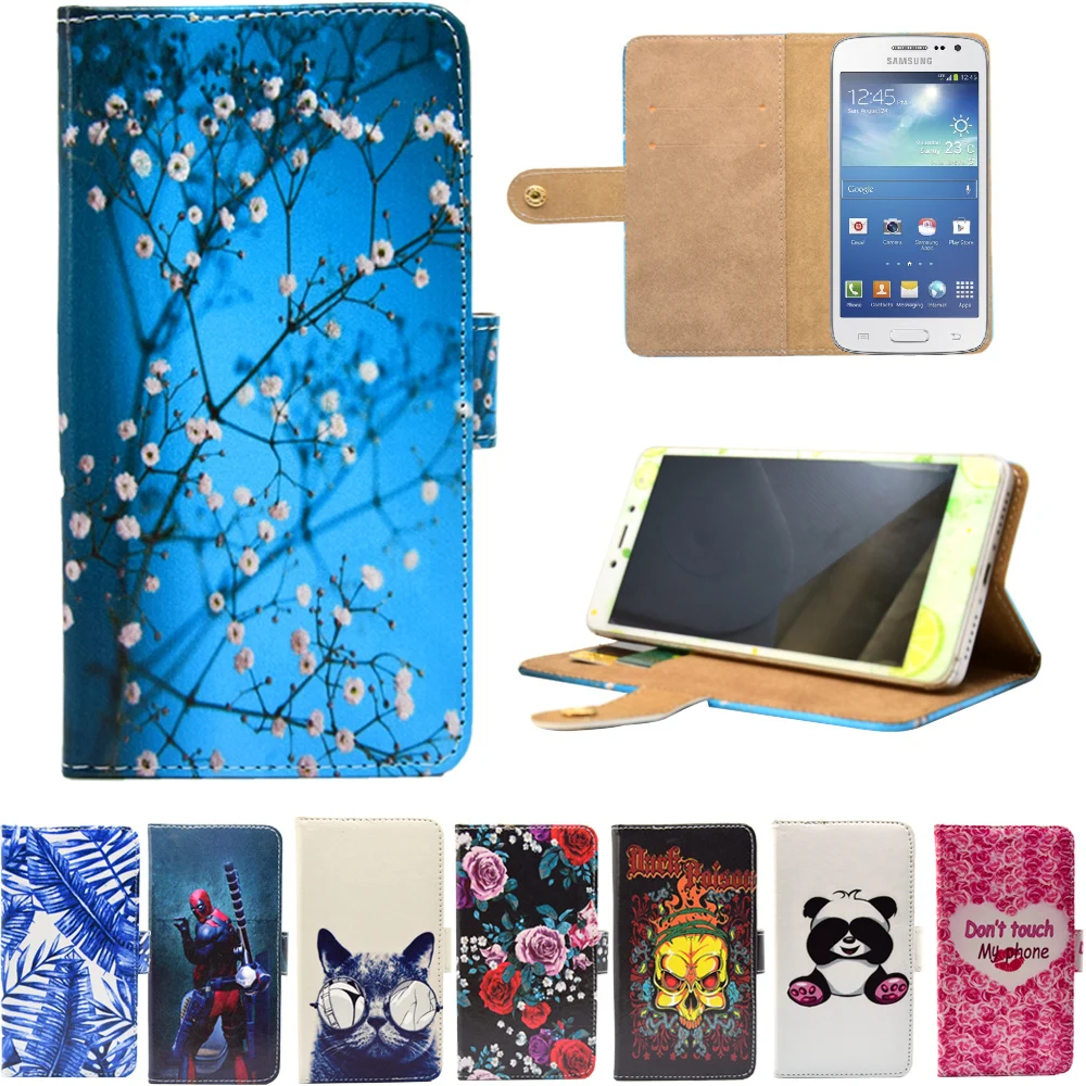 

New PU Leather Phone Cases Cartoon Flip Wallet Stand Cover Case for Samsung Galaxy G386F Galaxy Core LTE A3 a300f a5 a500f(2014)