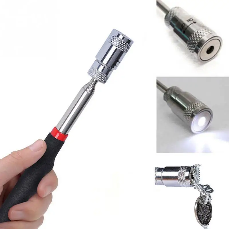 

For Picking Up Iron Ring Nut Bolt Extendable Pickup Flashlight Rod Stick Mini Telescopic Magnetic Magnet torch Pen Handy Tool