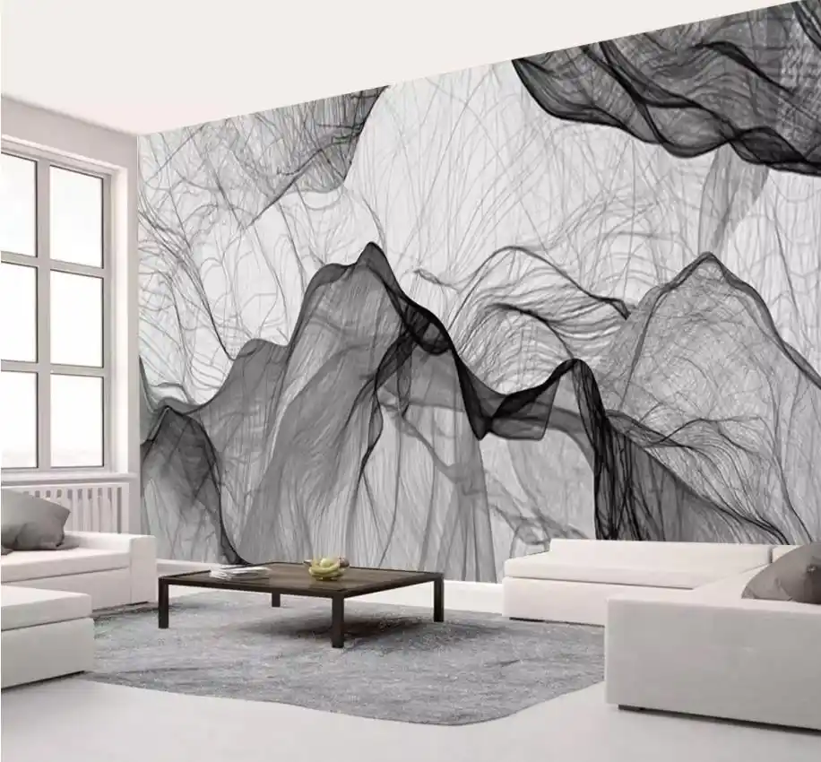 カスタム写真壁紙描画パターン黒と白煙背景の壁の装飾絵画のリビングルームの壁紙 壁紙 Aliexpress