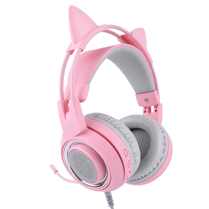 SOMIC G951 Gaming Headset USB 7 1 Virtual Surround Sound Headsets LED Cat Ear Headphones With Mic For Computer PC for Women Kids