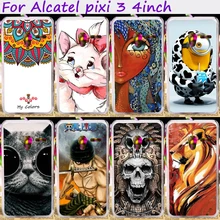 Plástico rígido & Soft TPU Silicones Asseclas Casos de Telefone Flor Para pixi alcatel onetouch 3 4.0 polegada 4013 4050 4013x tampa do telefone