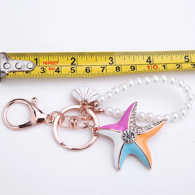 Lovely-Starfish-Keychain-for-Women-Shell-Pearl-Star-Shape-Key-Ring-for-Lovers-Summer-Style-Sea (2)