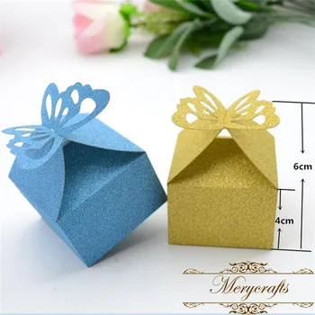 

Glitter paper laser cut simple cute butterfly favors wedding candy box
