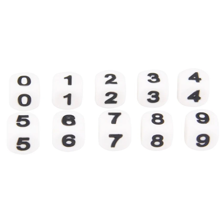 10pcs Silicone Digital Beads DIY Birthday Date on Pacifier Chain Clips 12MM Chewing Arabic Number Bead for Baby Necklace Teether