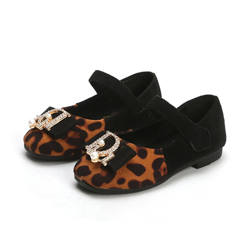 2019 NEW Baby Girls Casual Wedding Party Shoes Lepoard Fake Pearl Diamond Ankle Strap Little Sandals Kids | Детская одежда и обувь