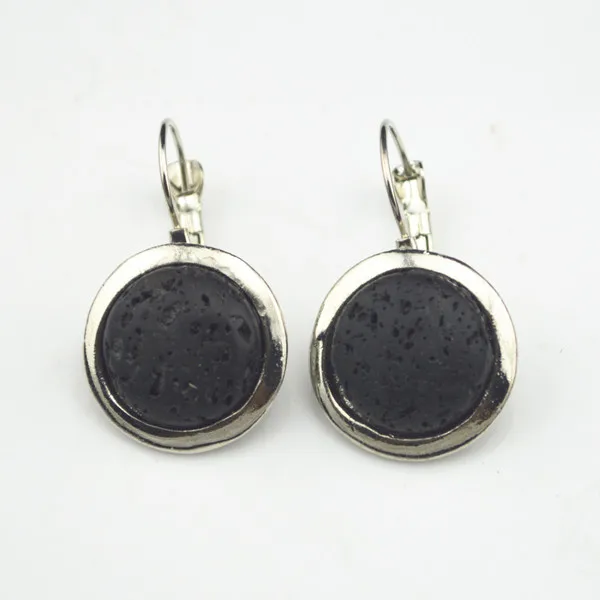 

EC001 Natural Lava Rock Volcanoic Stone Dangle Earring 1 Pair Gift Jewelry Factory Price Vintage Look Antique Silver Wholesaler