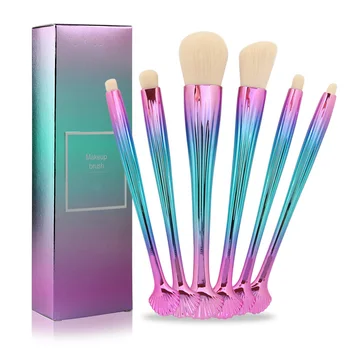 

6pcs Makeup Brushes Set Mermaid Shell Beauty Cosmetic Tool Powder Foundation Eye Shadow Concealer Lip Make Up Brush Kits