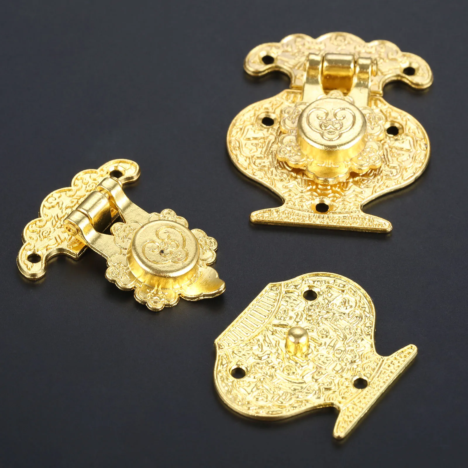 1Pc Box Latch Clasp Alloy Wooden Jewellery Box Vase Buckle Metal Hasp Pattern Latch Lock Decorative Antique Vintage