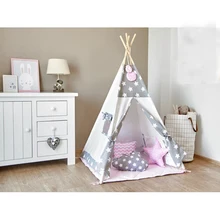 Серая звезда и розовый дизайн детская палатка детская игрушка дом Детская Игровая палатка хлопковые палатки детский Кукольный домик teepee house