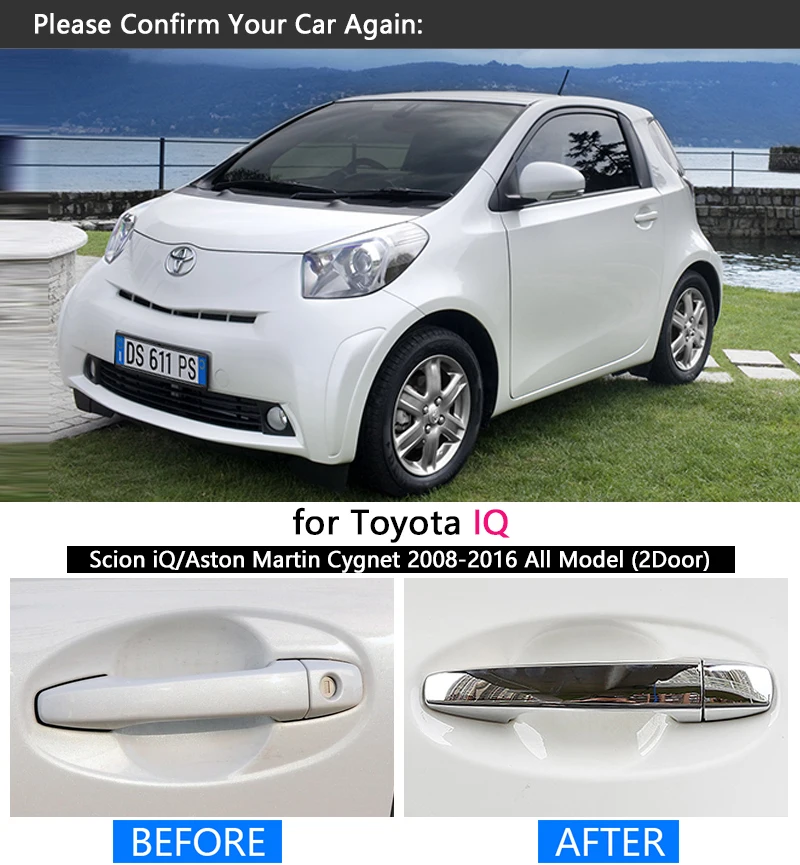 Для Toyota IQ для Scion IQ Хромированная ручка Крышка отделка Набор для Aston Martin Cygnet 2008- наклейки на автомобиль Стайлинг