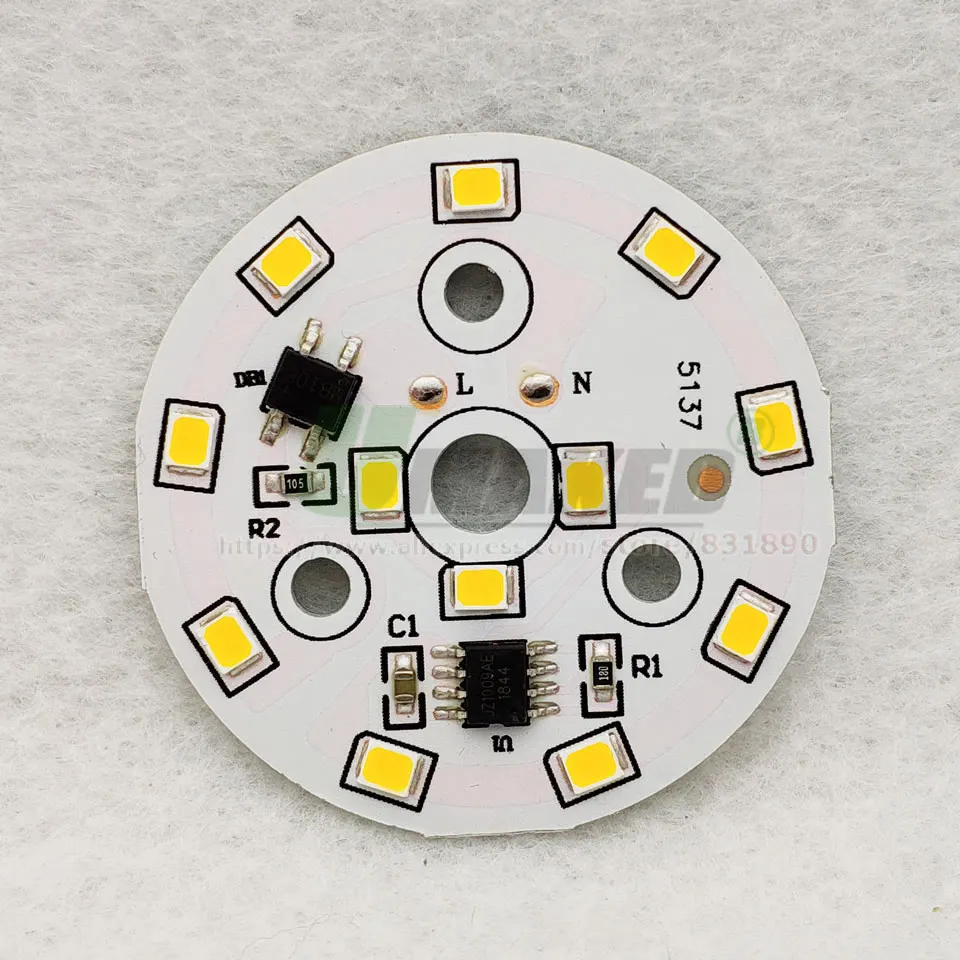 10 шт. AC220V светодиодный модуль 3 Вт 5 Вт 7 Вт 9 Вт 12 Вт 15 Вт 18 Вт потолочный светильник PCB алюминиевая пластина белый/теплый SMD2835 Смарт IC драйвер Потолочный светильник DIY