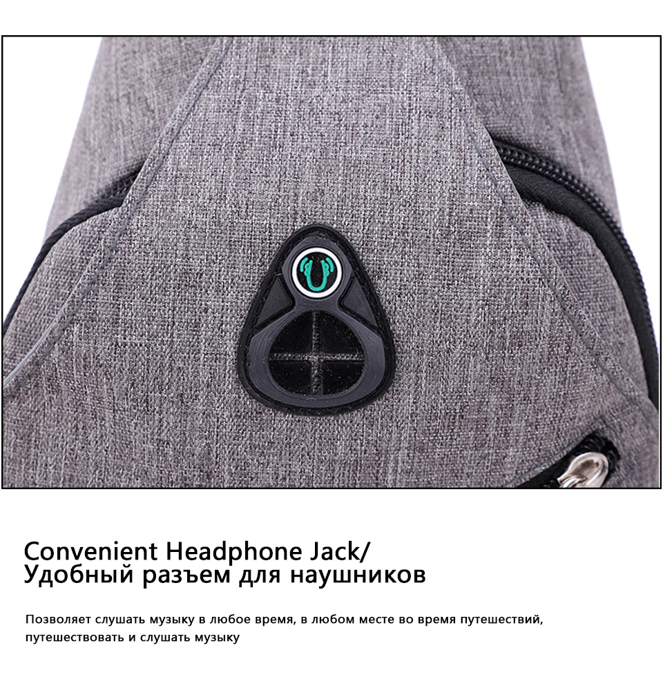 18 Male Sling Chest Pack Crossbody Bags for Men Messenger Bag Canvas USB Charging Men's Handbag Travel Single Shoulder Bags